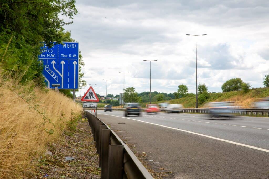 Vehicles in UK's motorway in the concept of distance of the move
